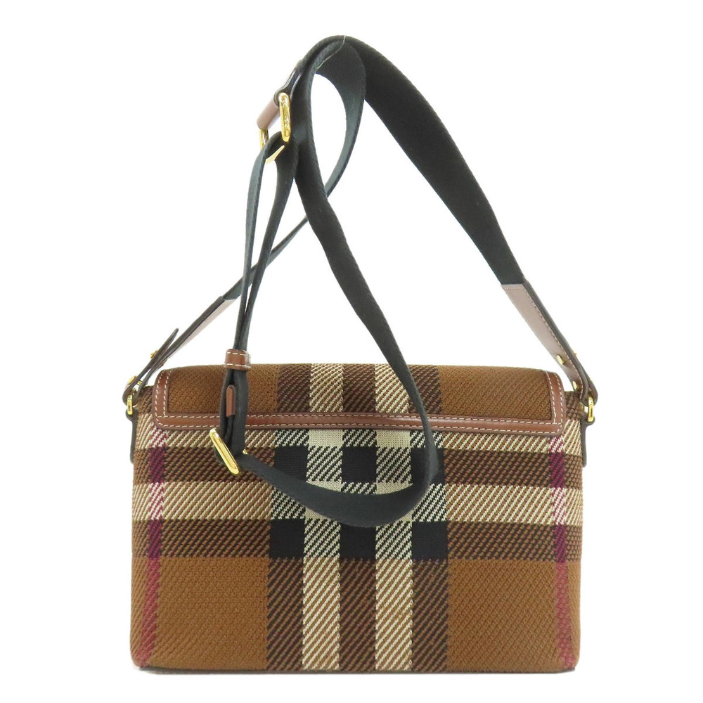 Burberry Leather Canvas Check Shoulder Bag